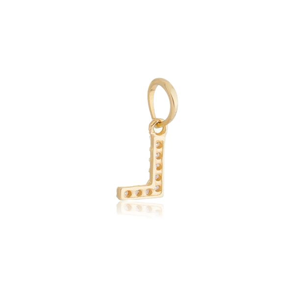 Pingente de Ouro 18k Letra L Com Zircônias