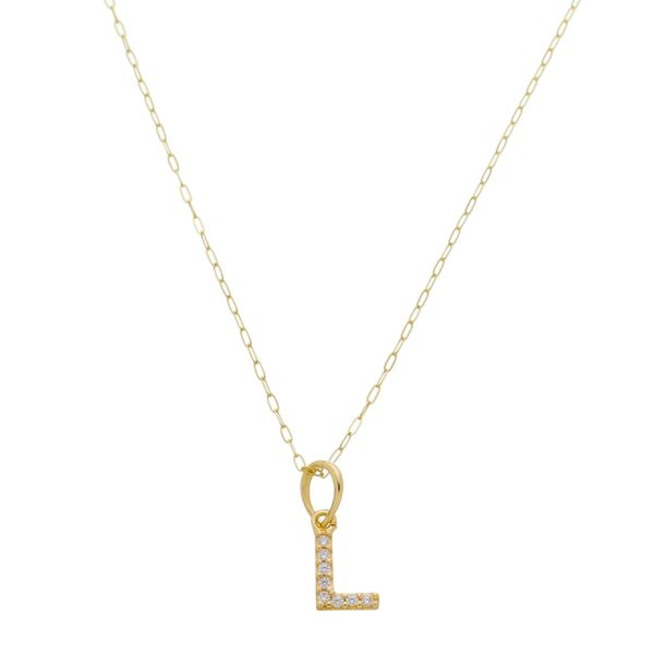Pingente de Ouro 18k Letra L Com Zircônias