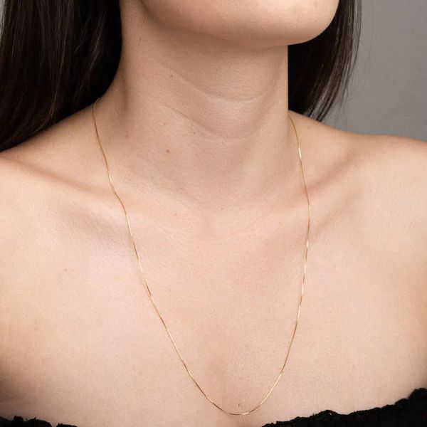 Corrente De Ouro 18k Veneziana De 0,5mm Com 60cm