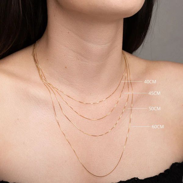 Corrente De Ouro 18k Veneziana De 0,5mm Com 60cm