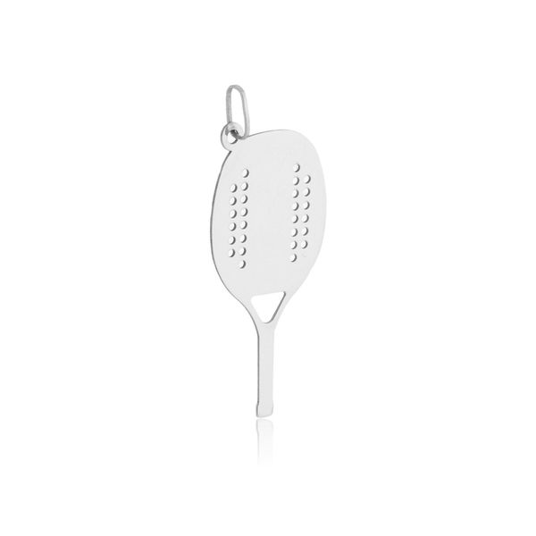 Pingente de Ouro Branco 18k Raquete Beach Tennis