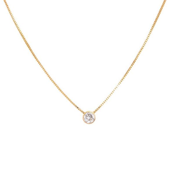 Pingente Ponto De Luz De Ouro 18k Com Zircônia De 5mm