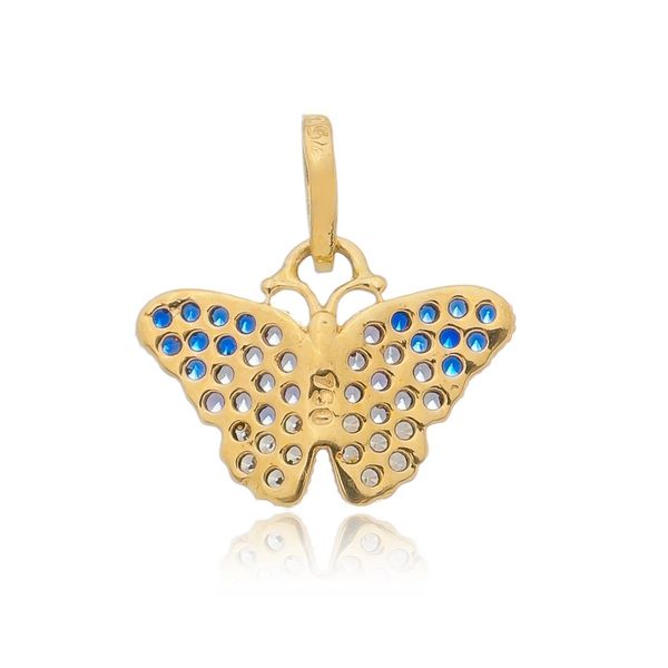 Pingente De Ouro 18k Borboleta Com Zircônia 1,2cm