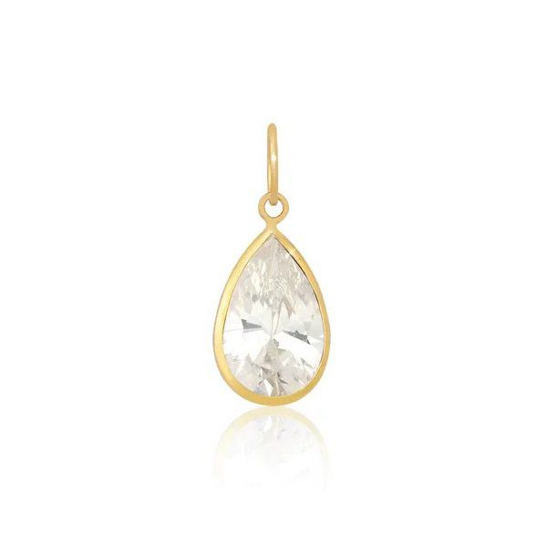 Pingente Ponto De Luz De Ouro 18k Gota De 7mm