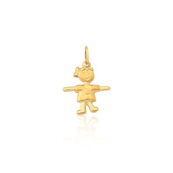 Pingente De Ouro 18k Menina De 11mm