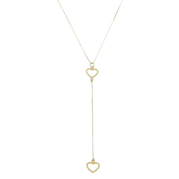 Corrente De Ouro 18k Veneziana De 0,5mm Com 45cm Com Pingente De Coração Vazado
