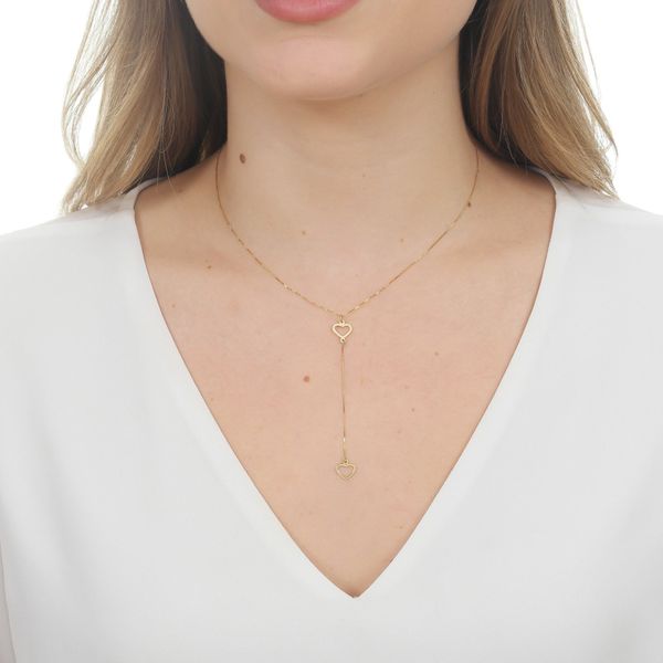Corrente De Ouro 18k Veneziana De 0,5mm Com 45cm Com Pingente De Coração Vazado