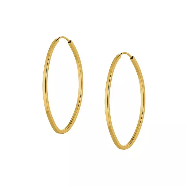 Brinco De Ouro 18k Argola Oval Slim M