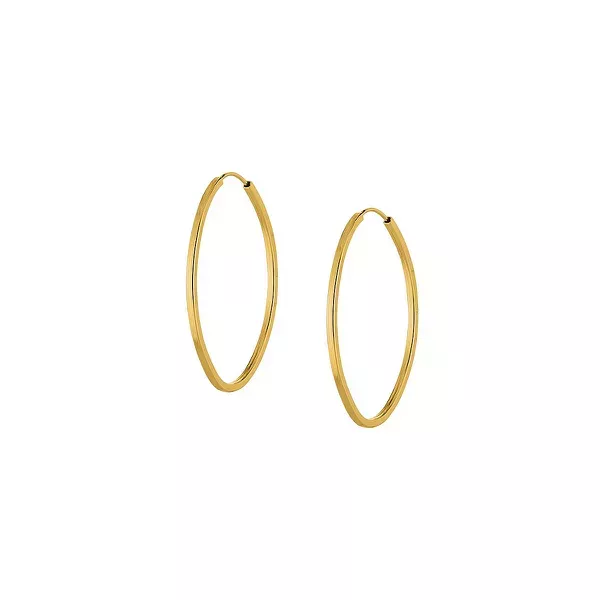 Brinco De Ouro 18k Argola Oval Slim Pp