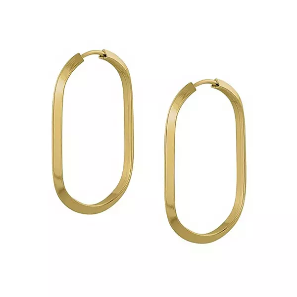 Brinco De Ouro 18k Argola Ovalada Plus G