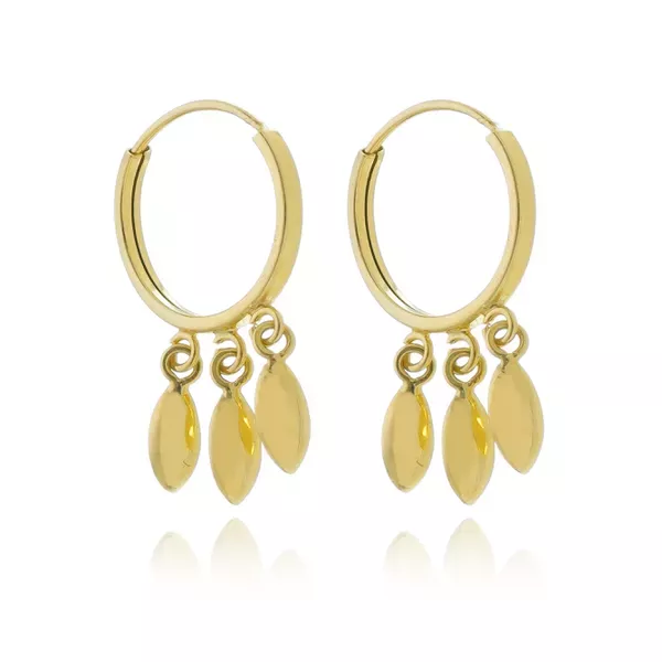 Brinco De Ouro 18k Argola Com Pingente Concha