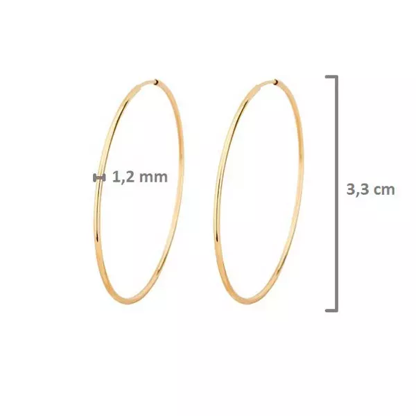 Brinco De Ouro 18k Argola 33mm