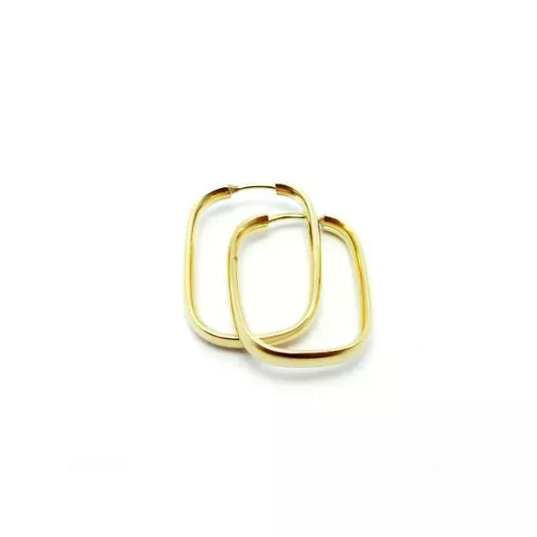 Brinco De Ouro 18k Argola Bela Quadrada G