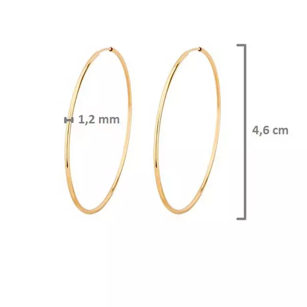 Brinco De Ouro 18k Argola De 46mm
