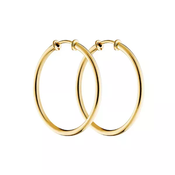 Brinco De Ouro 18k Argola Fio Redondo De 14mm