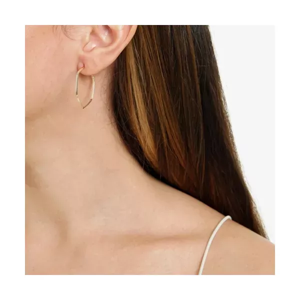 Brinco De Ouro 18k Argola Hexágono Longa 24mm