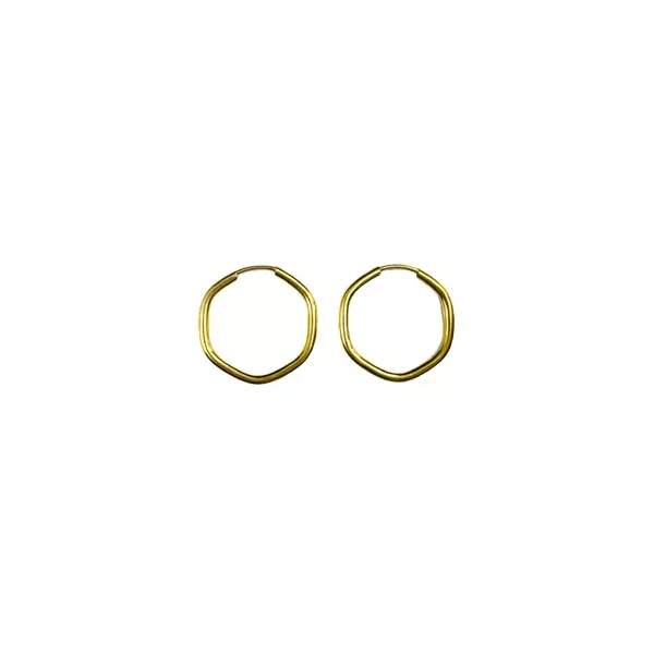 Brinco De Ouro 18k Argola Hexágono PP