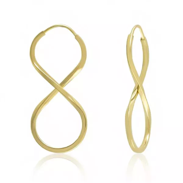 Brinco De Ouro 18k Argola Infinito