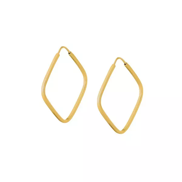 Brinco De Ouro 18k Argola Losango Slim P