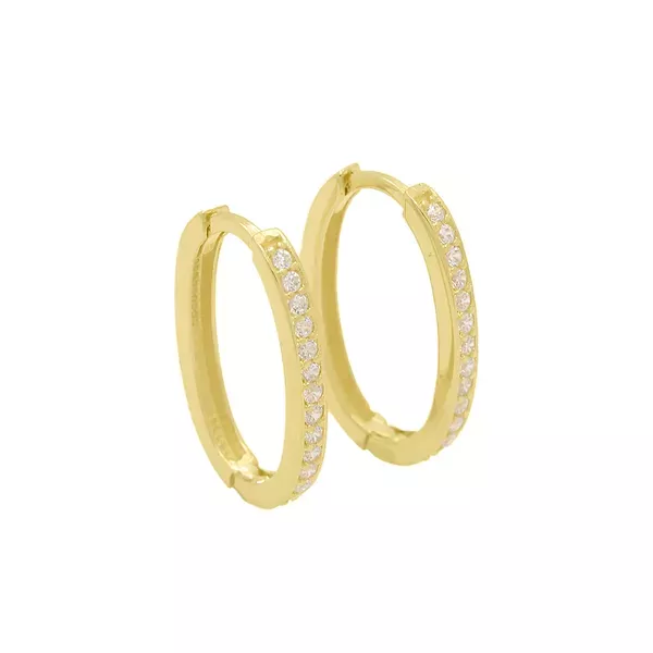 Brinco De Ouro 18k Argola Oval Celestial