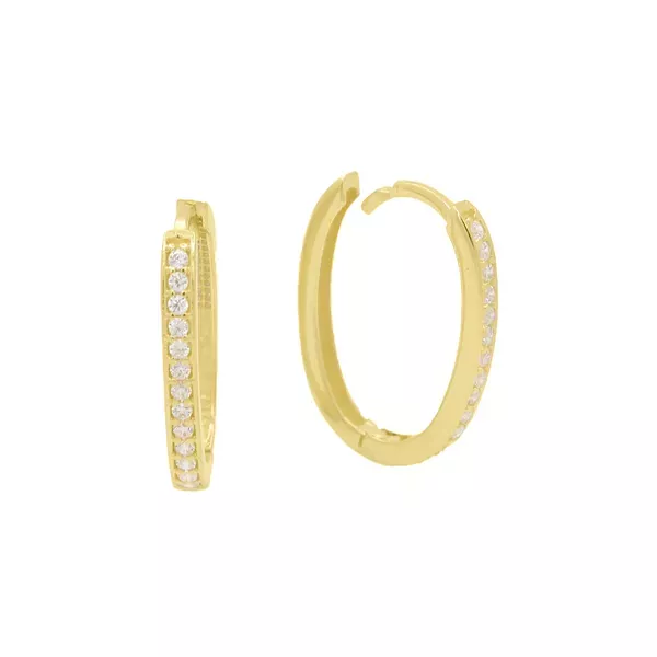 Brinco De Ouro 18k Argola Oval Celestial