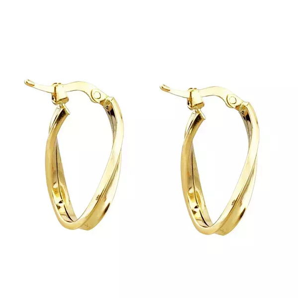 Brinco De Ouro 18k Argola Oval Detalhada