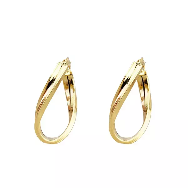 Brinco De Ouro 18k Argola Oval Detalhada