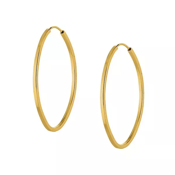 Brinco De Ouro 18k Argola Oval Slim G