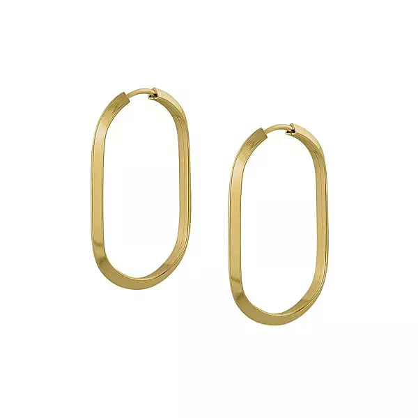 Brinco De Ouro 18k Argola Ovalada Plus M