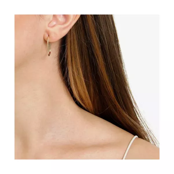 Brinco De Ouro 18k Argola Ovalada Plus M