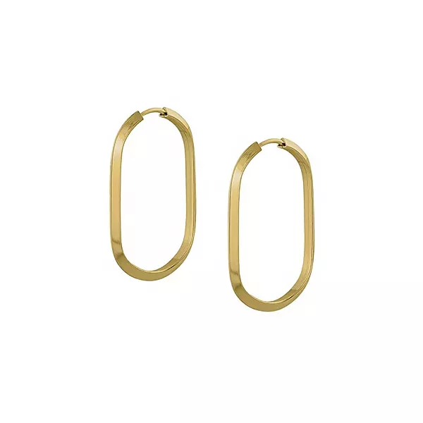 Brinco De Ouro 18k Argola Ovalada Plus P