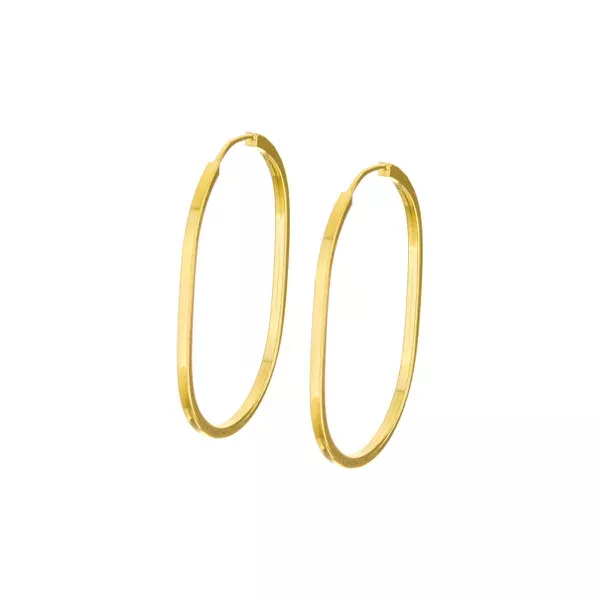 Brinco De Ouro 18k Argola Ovalada Slim M