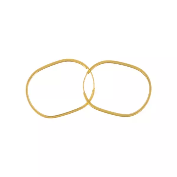 Brinco De Ouro 18k Argola Ovalada Slim M