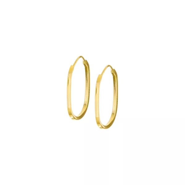 Brinco De Ouro 18k Argola Ovalada Slim P