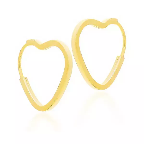 Brinco De Ouro 18k Argola Plus Coração P