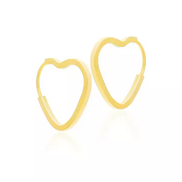 Brinco De Ouro 18k Argola Plus Coração PP