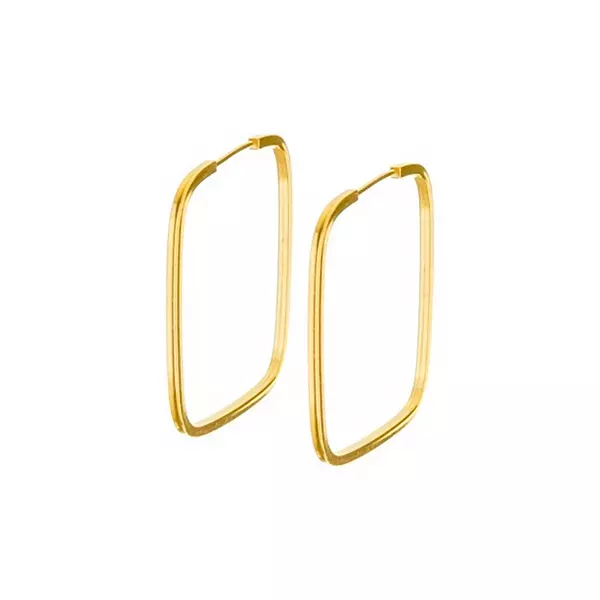 Brinco De Ouro 18k Argola Quadrada Slim M