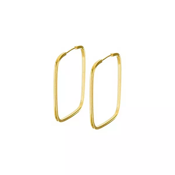 Brinco De Ouro 18k Argola Quadrada Slim P
