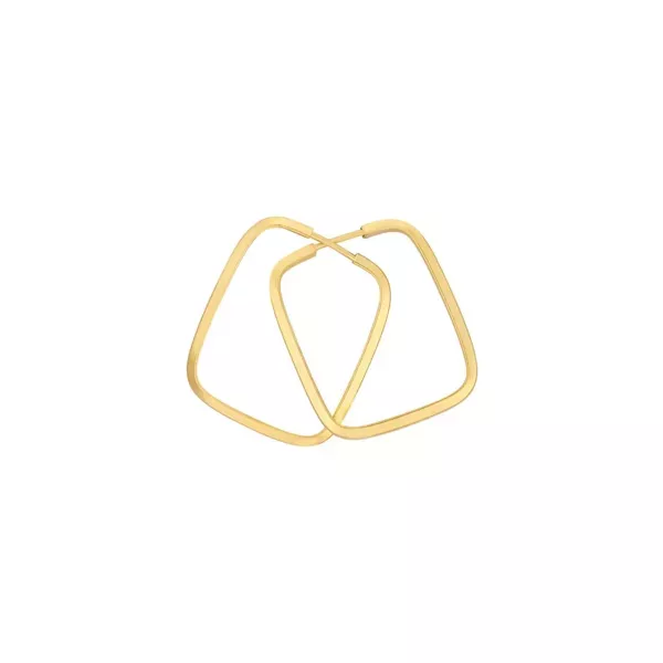 Brinco De Ouro 18k Argola Retangular Plus P