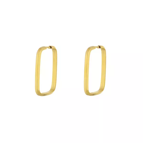 Brinco De Ouro 18k Argola Retangular Plus PP