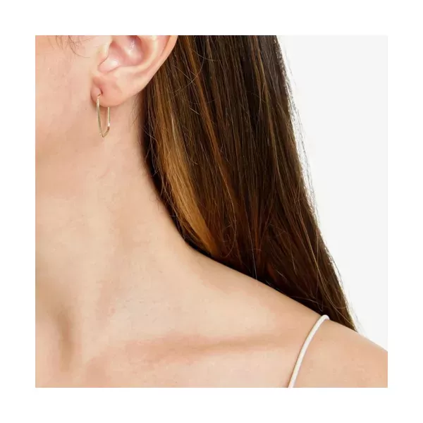 Brinco De Ouro 18k Argola Retangular Slim GG