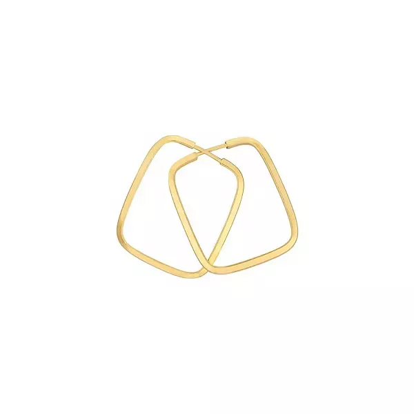 Brinco De Ouro 18k Argola Retangular Slim M