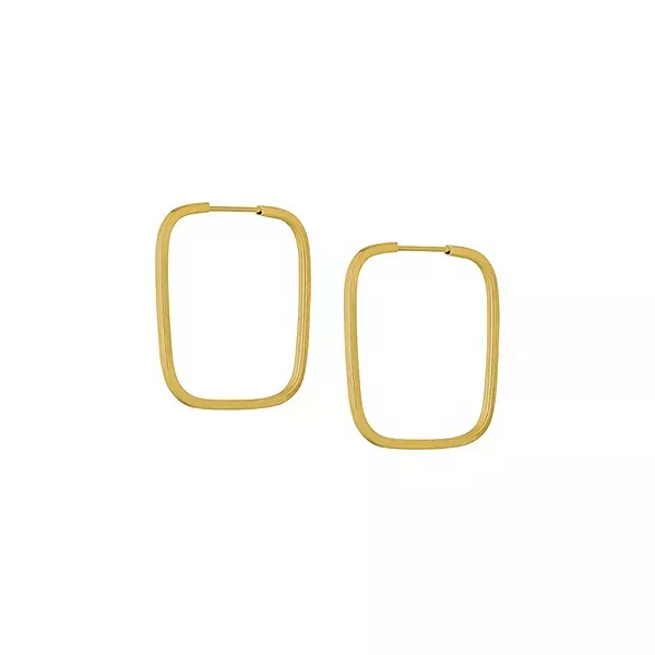 Brinco De Ouro 18k Argola Retangular Slim P