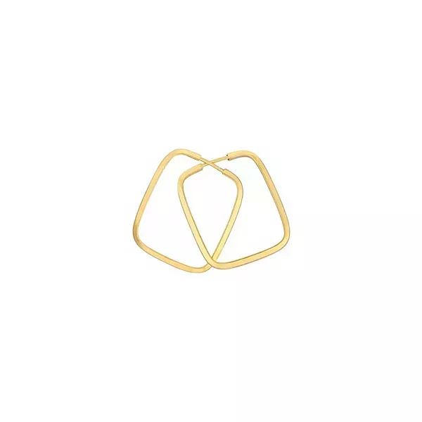 Brinco De Ouro 18k Argola Retangular Slim P