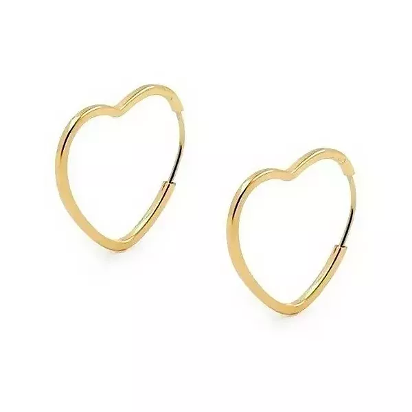 Brinco De Ouro 18k Argola Slim Coração G