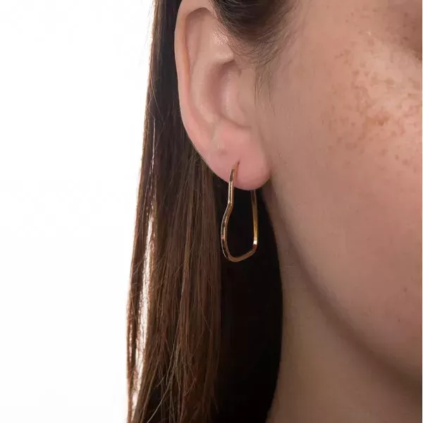 Brinco De Ouro 18k Argola Slim Coração G
