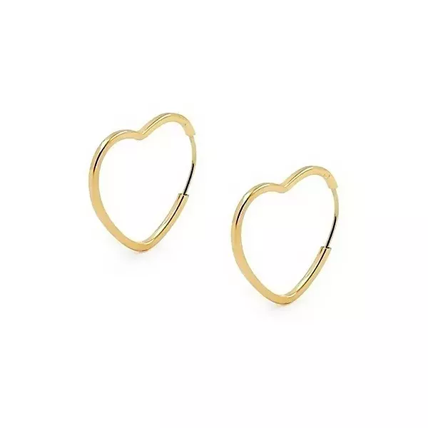 Brinco De Ouro 18k Argola Slim Coração P