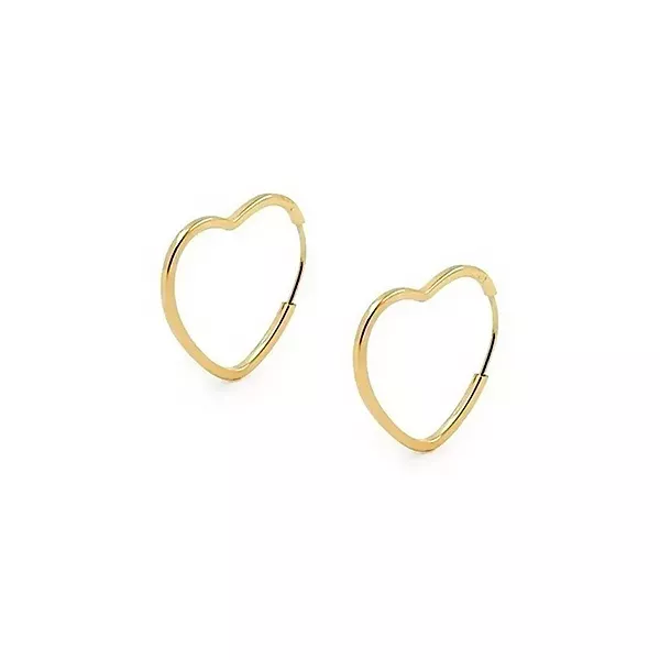 Brinco De Ouro 18k Argola Slim Coração PP