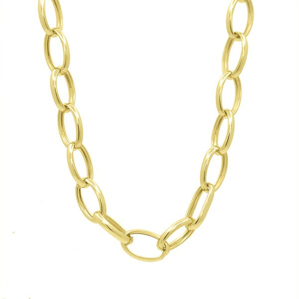 Corrente De Ouro 18k Elo Português Oval De 3,5mm Com 45 Cm