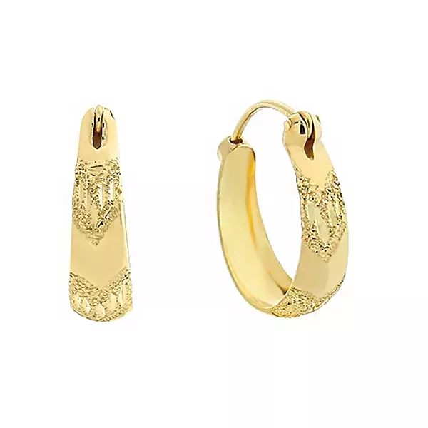 Brinco De Ouro 18k Argola Trabalhada Com Trava G